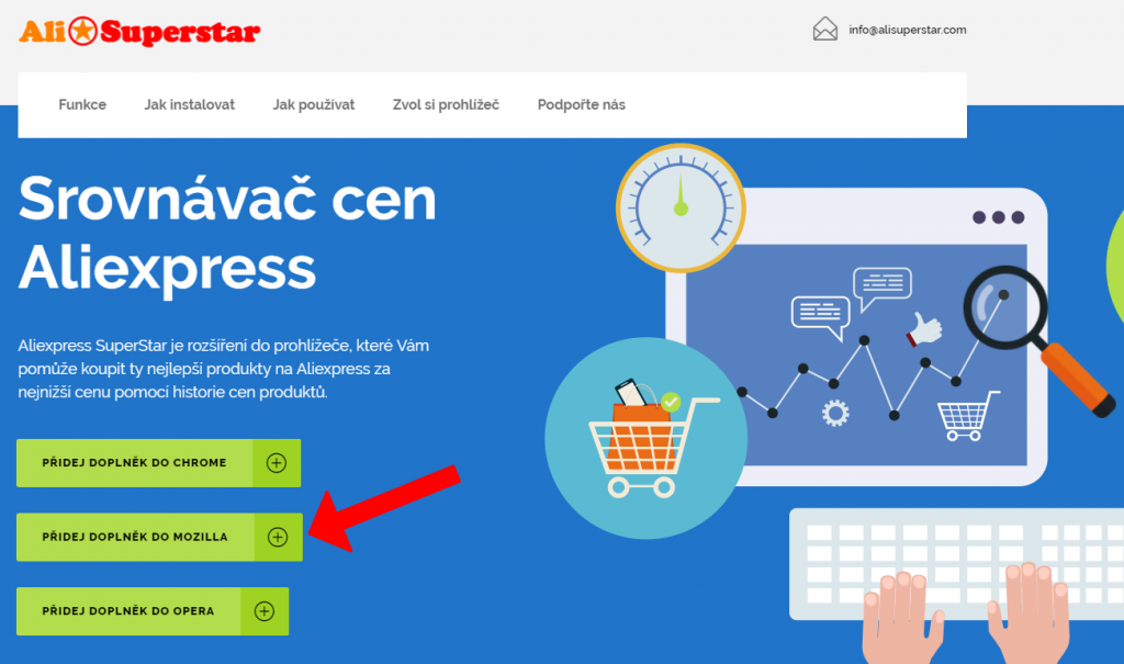 Mozilla Firefox instalace Aliexpress Superstar 1a