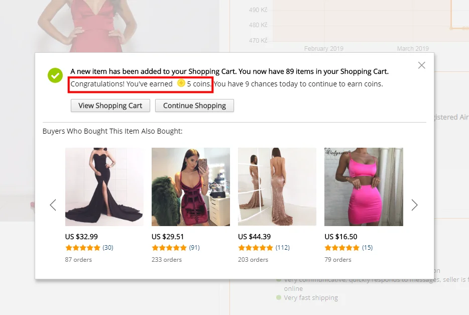 Aliexpress narozeniny 2019 graf pridani zbozi do kosiku mince a