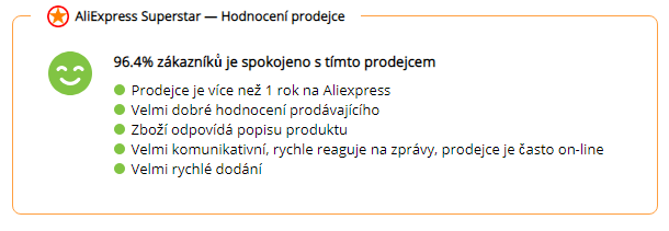 Aliexpress superstar hodnoceni prodejce 3