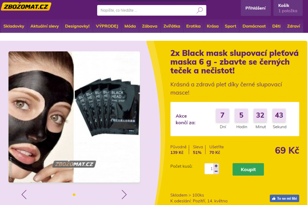 Aliexpress vs slevove portaly nakupovani zbozomat cerna maska