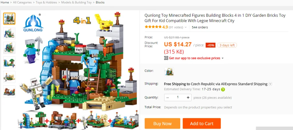 Minecraft Aliexpress lego stavebnice