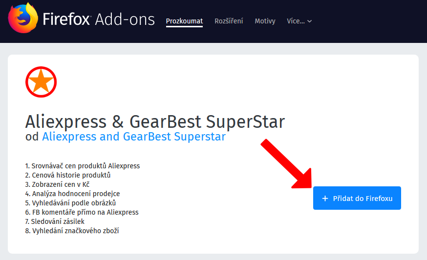 Mozilla Firefox instalace Aliexpress Superstar 2b