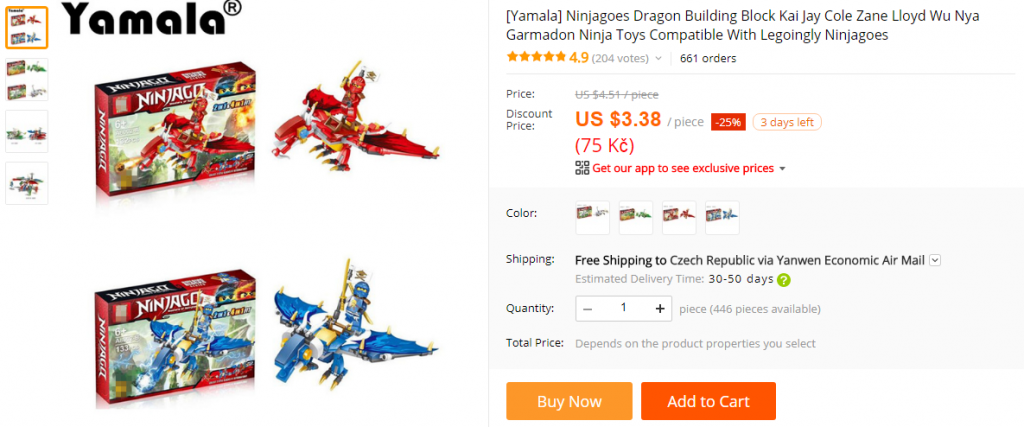 Ninjago drak lego stavebnice aliexpress