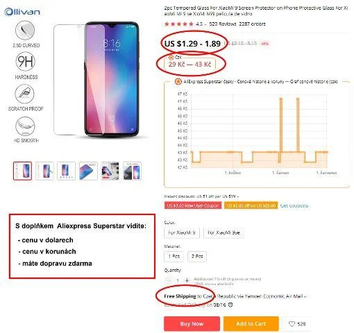 Prevod na ceske koruny Aliexpress Superstar 2