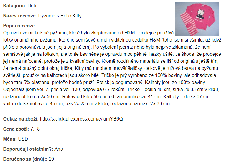 Recenze nakupovani Cina Aliexpress