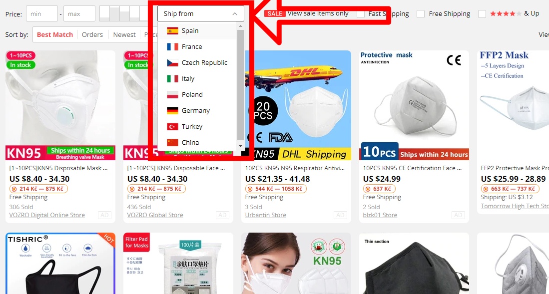 ship from aliexpress