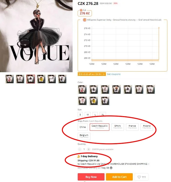 Jak vyhledat Evropsky sklad Aliexpress ceska republika postovne