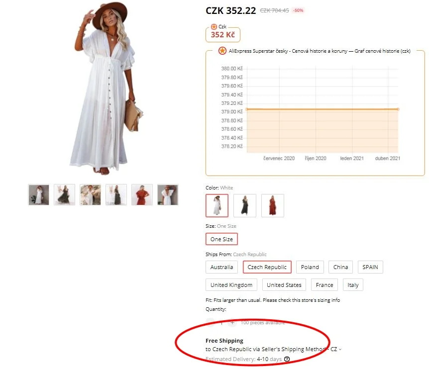 Jak vyhledat Evropsky sklad Aliexpress ceska republika saty CR