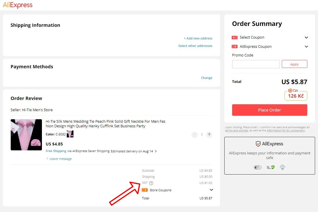 aliexpress tax clo VAT celni prohlaseni s DPH CZ