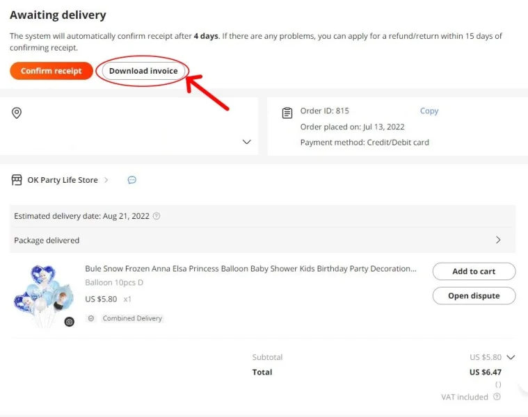 Faktura Invoice Aliexpress download stahnout novy zpusob ecep 1