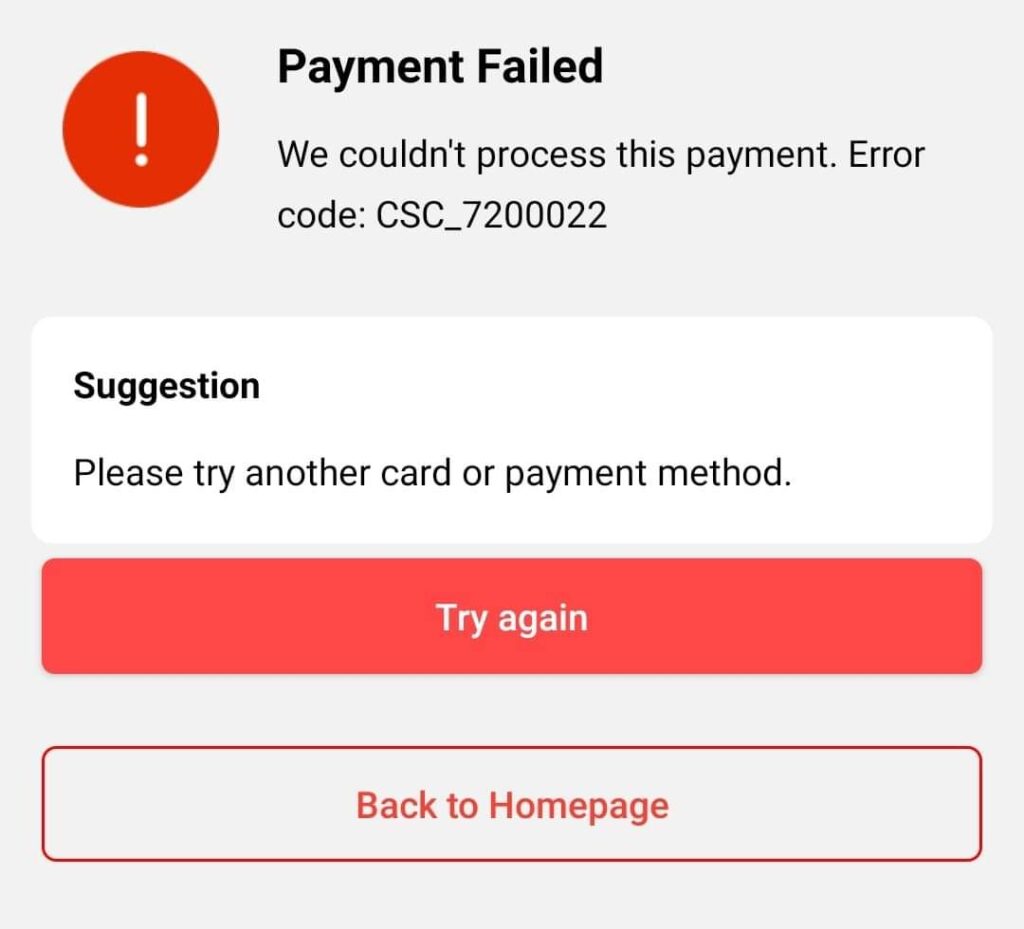 Error code kody pri placeny payment aliexpress