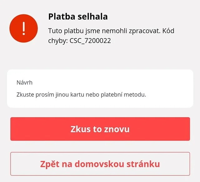 Error code kody pri placeny payment aliexpress cesky