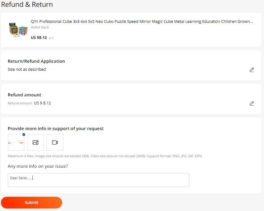 Reklamace Aliexpress aktualni navod open dispute refund return 11